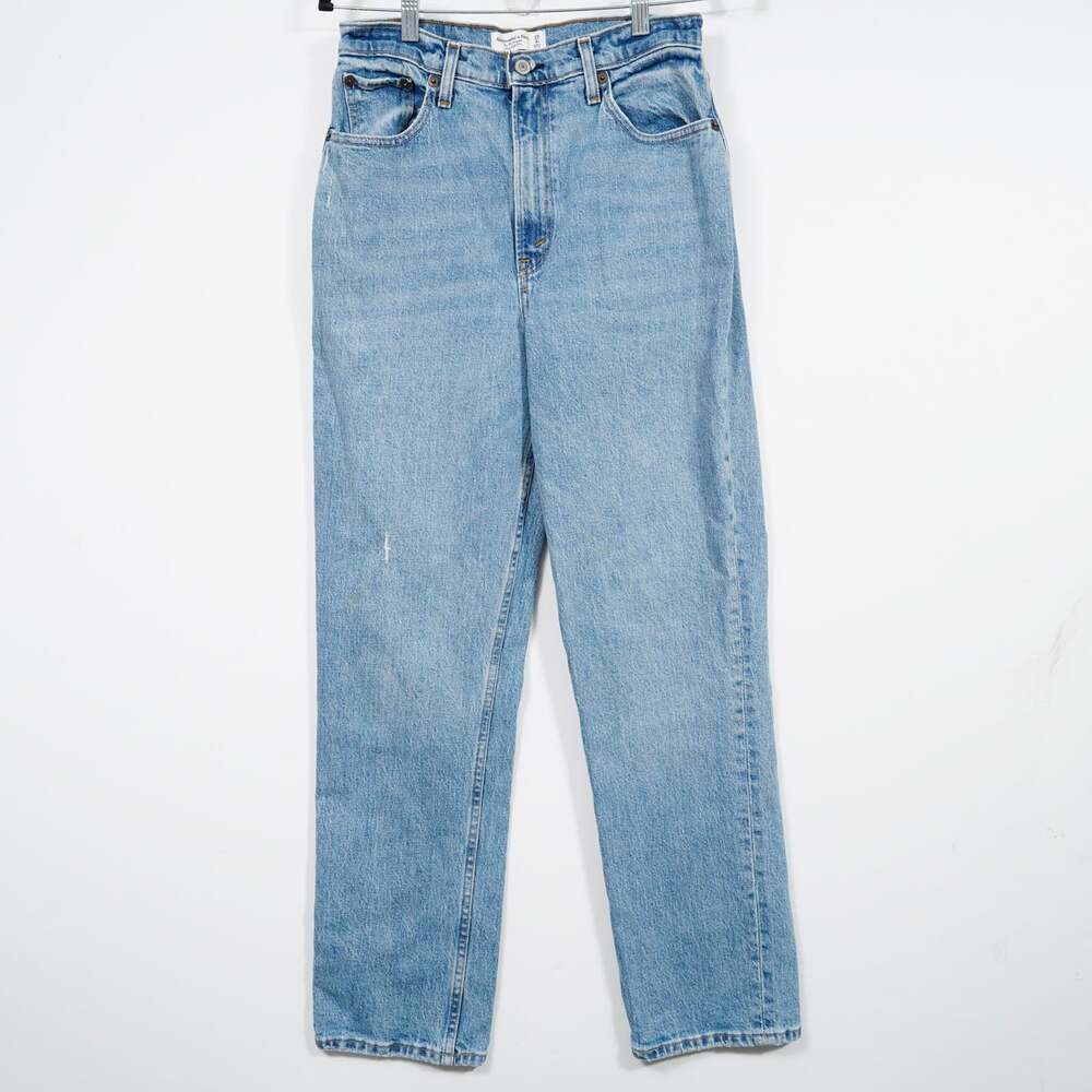 Abercrombie 90s Straight Jeans Ultra High Rise 29 8R Light Wash Womens